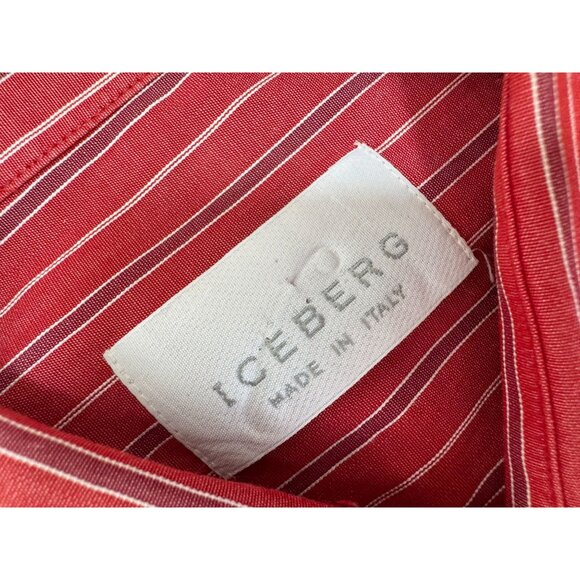 Iceberg Mens Dress Shirt Mens XL Made In Italy Red Button Up 100% Cotton Luxury - Picture 2 of 8